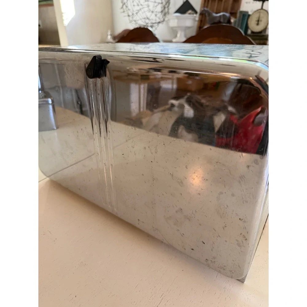 LINCOLN BeautyWare Bread Box Chrome Vintage MCM Kitchen Storage Silver Fair